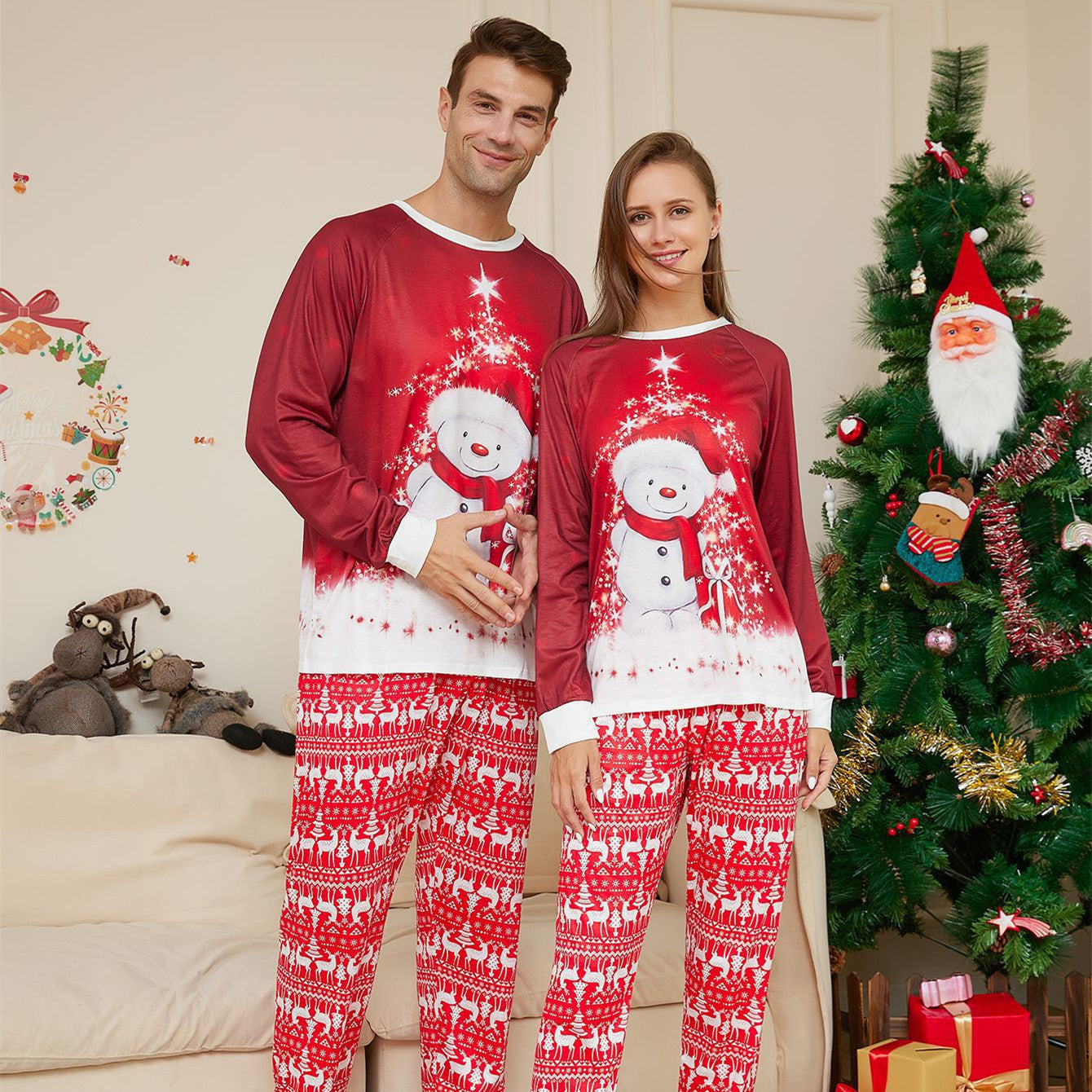 Lazy X-mas Family Pajamas Snowman